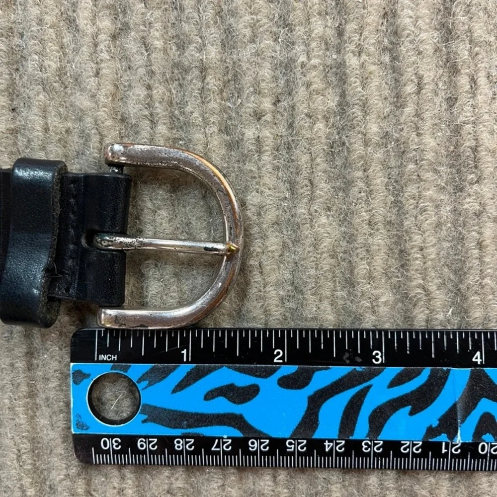 Old Navy Mens Black Italian Leather Belt Silver Buckle Made in USA Size 3XL